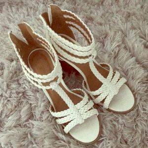 White chunky heels